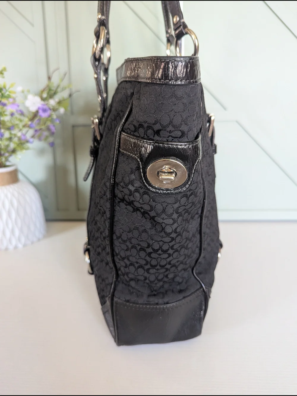 Vintage Coach Signature Gallery Jacquard Tote Bag
